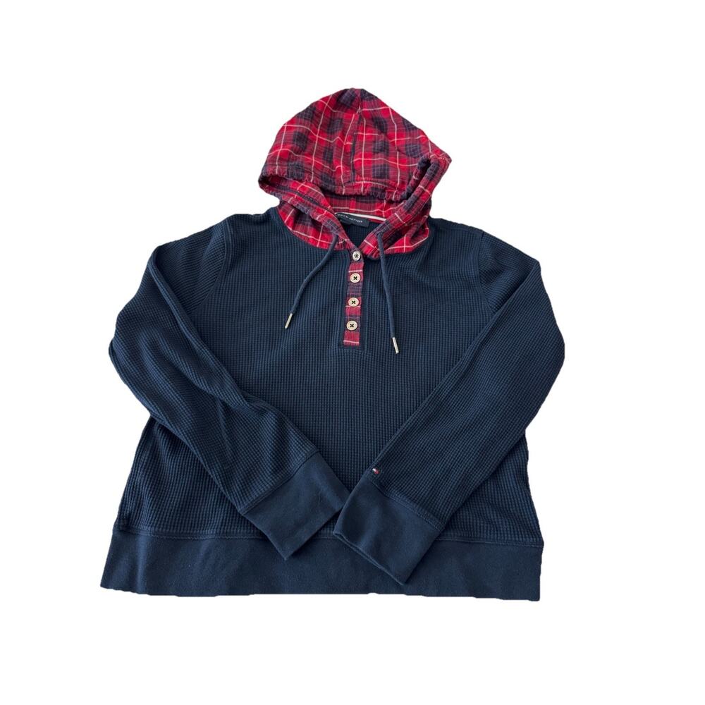 Tommy Hilfiger Pullover Hoodie Womens Size Youth Large Navy Long Sleeve
